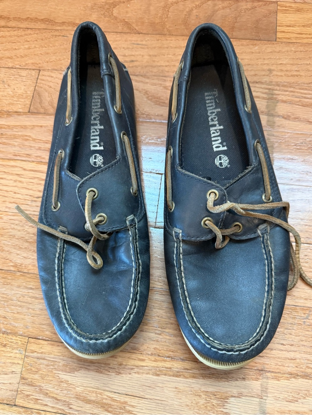 Timberland Men’s  Leather Boat Shoes with Tan Laces